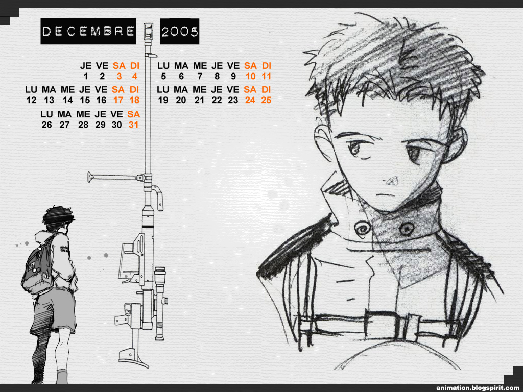 Le wallpaper calendrier de décembre 2005