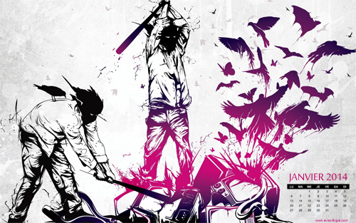 Le wallpaper calendrier de janvier 2014