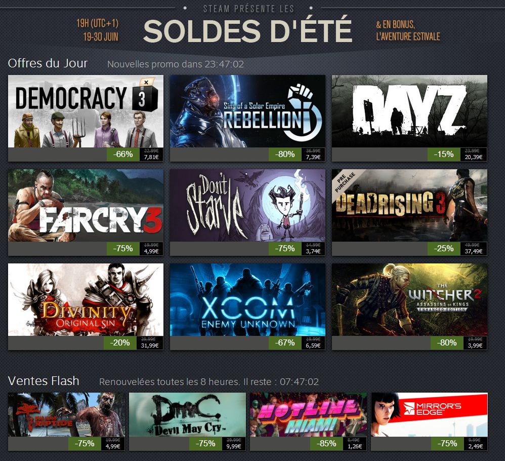 Steam : Début des soldes d’été 2014
