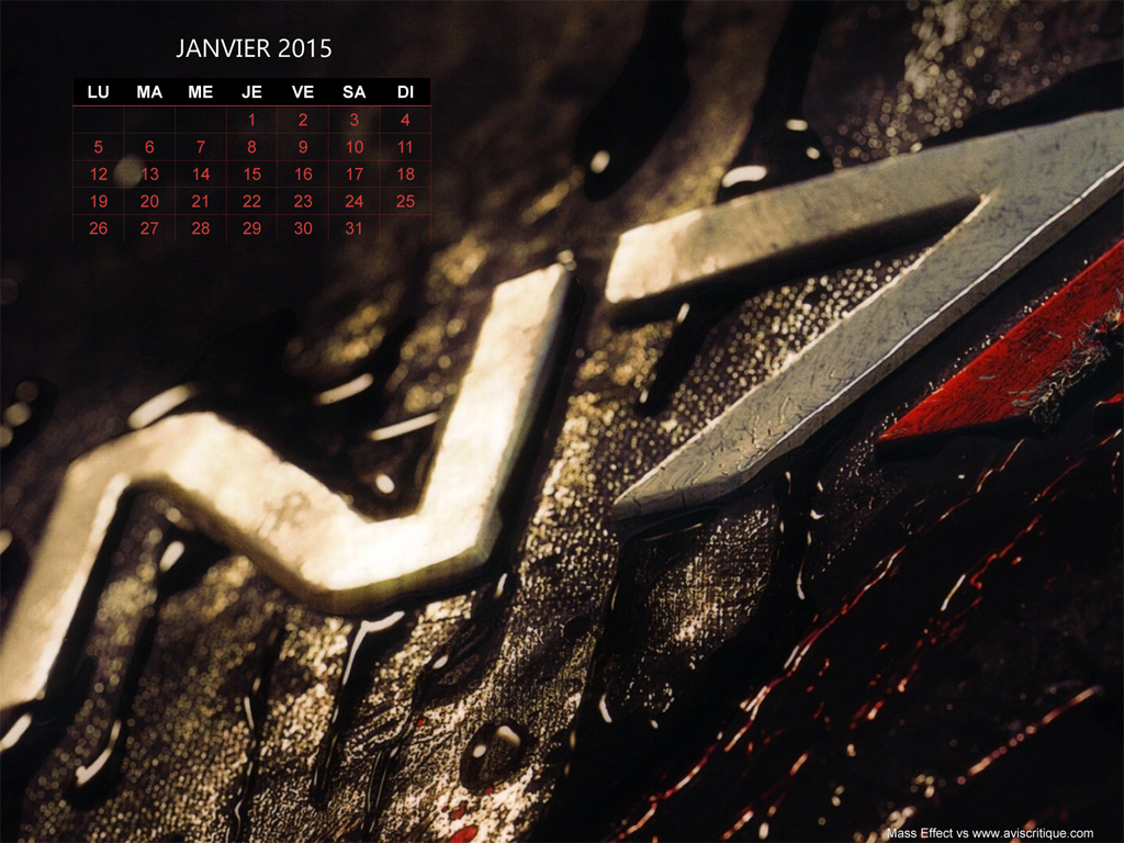 Le wallpaper calendrier de janvier 2015